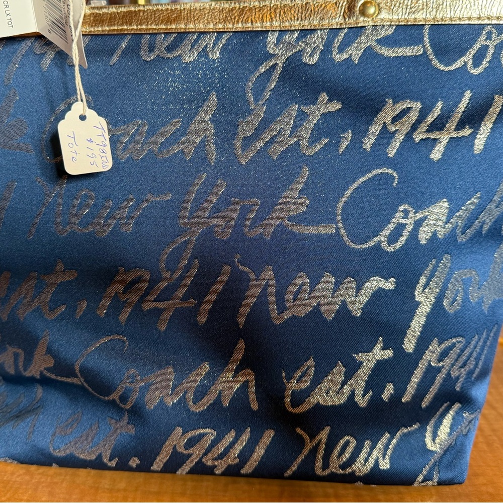 Coach New York Script Blue and Gold Shoulder Bag with Heart Accents Set of 2 - Picture 3 of 12